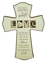 Large Wood Cross -- John 3:16 -- God so loved the World (17&quot; x 12&quot; x 3/4&quot;) - $35.00
