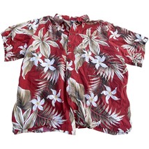 Hawaiian Kine Designs Men XL Red white Floral Button Up Shirt  - $22.80