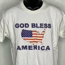 Vintage God Bless America Crewneck T Shirt L Red White Blue Short Sleeves Flag - £18.41 GBP