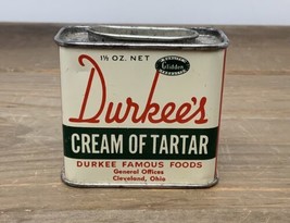 Vintage Durkee’s Spice Tin Cream Of Tartar Cursive Logo Cleveland OH 1.5... - £9.59 GBP