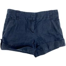 J Crew City Fit Linen Shorts Size 4 Black Cuffed Solid - $19.80