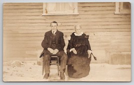 RPPC Sweet Old Woman with Man Photo in Snow Postcard E23 - £10.32 GBP