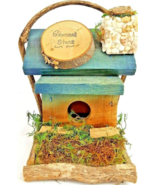 Wood Log Cabin General Store Decoration W/Rock Chimney &amp; Hanger 7&quot; x 6 1... - $20.43 CAD