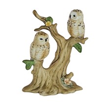 Vintage Enesco Two Owls on Tree Branch Ceramic Figurine Collectible Taiwan - £15.61 GBP