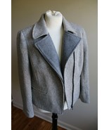Talbots 10 P Petite Gray Wool Blend Tweed Asymmetrical Zip Blazer Jacket... - £38.58 GBP