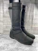 Eddie Bauer Boots Women 8.5M Trace Shoes Black Leather Tweed Knee High r... - $34.47