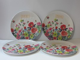 SET OF 4 Rachel Zoe Flower Floral Field Wildflower Dinner Plates 10.5&quot; Melamine - $54.99