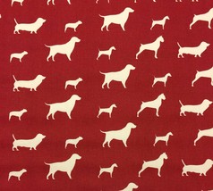 Designer Dog Party Silhouette Red Dachshund Designer Cotton Fabric By Yard 54&quot;W - £10.82 GBP