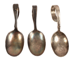 3 Bent Handle Baby Spoons Very Old Silver Plate King Edward - $12.34