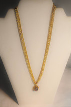 Glass Amethyst Oval Opal 3 strand gold necklace - £21.58 GBP