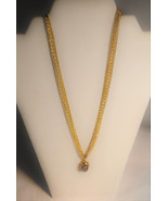 Glass Amethyst Oval Opal 3 strand gold necklace - £21.39 GBP