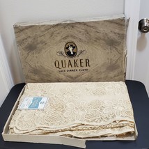 VTG New Antique Quaker Ecru Lace Victorian Banquet Dinner Tablecloth #6040 72x90 - £152.71 GBP