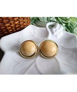 Vintage mocha beige brown speckled round domed clip on earrings Goldtone - $7.57