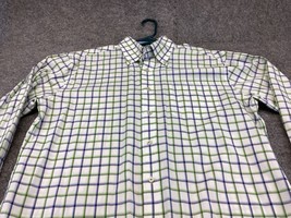 Tommy Hilfiger Dress Shirt Mens Medium 80’s 2 Ply Fabric Window Pane Pla... - $17.77