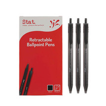 Stat Retractable Medium Ballpoint Pen 1mm (Box of 12) - Blck - £24.22 GBP