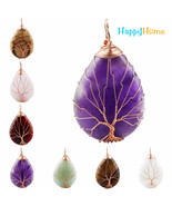 Tree Of Life - Handmade Copper Wire Wrapped Teardrop Gem Stone Charms Fr... - £15.67 GBP