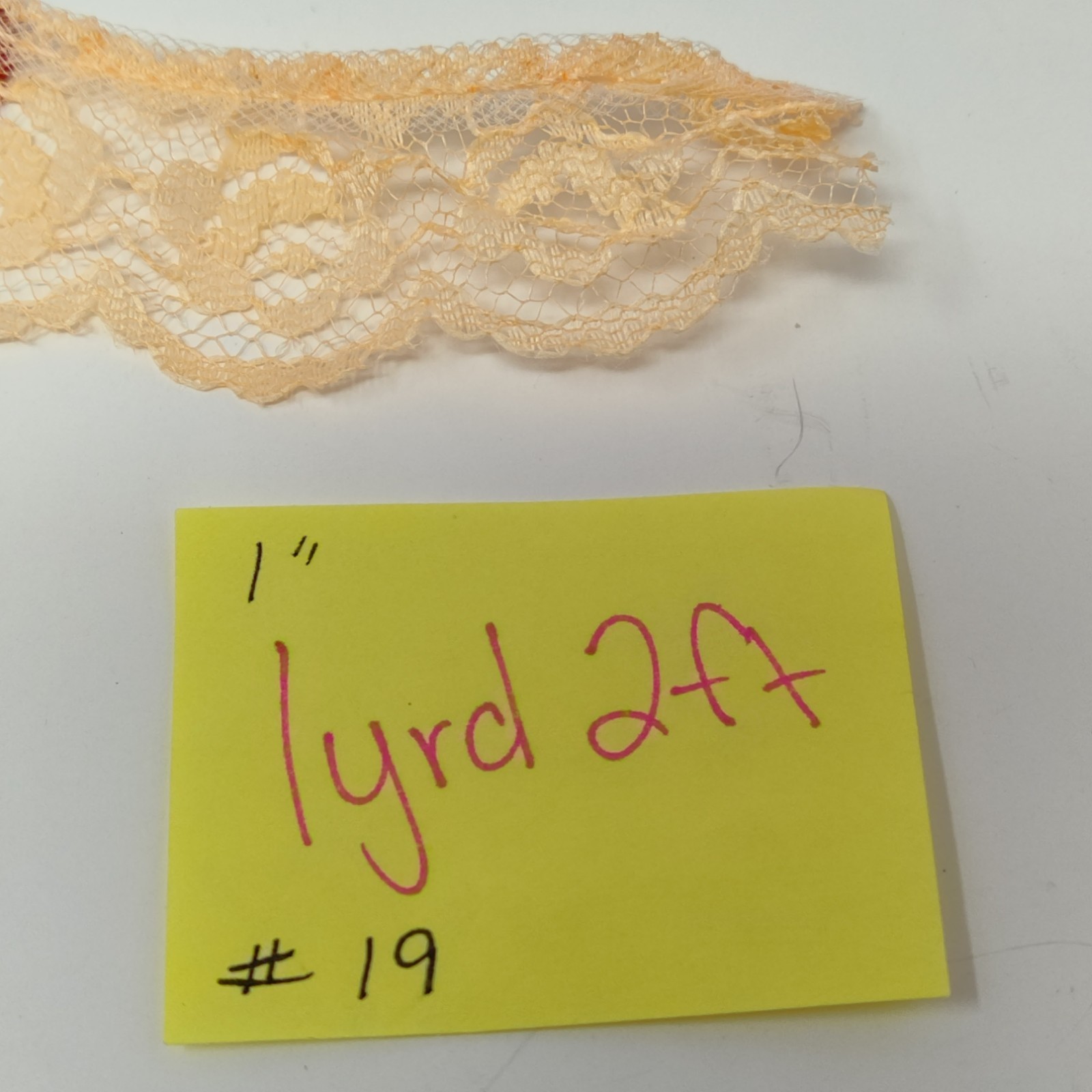 1.25&quot; Ruffled Lace Trim Peach 1 yd+ 2 Ft  (Polyester) Floral Vtg - $1.98