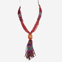 Women&#39;s Boho Multi Color Beaded Tassel Necklace - £19.74 GBP