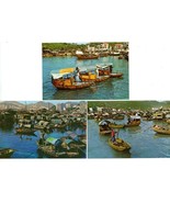 3 Color Postcards Hong Kong Aberdeen Fishing Boats Sampans Junks Unposted - £4.74 GBP