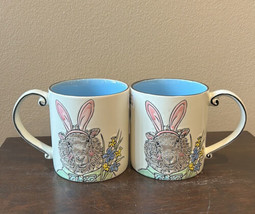 Eli &amp; Ana Set of 2 Coffee Mugs Easter Dog Bunny Ears Ceramic New - £29.55 GBP