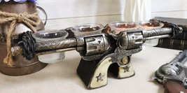 Western Cowboy Dual Crossed Sheriff Revolver Pistols 4 Votives Candle Ho... - £28.31 GBP