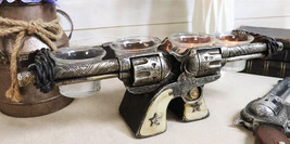 Western Cowboy Dual Crossed Sheriff Revolver Pistols 4 Votives Candle Ho... - £28.83 GBP