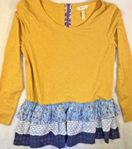 Matilda Jane Weekend Vibes Ruffle Edge Shirt Tunic Womens Medium Mustard  - £11.70 GBP