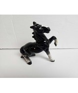 Vintage Japan Porcelain Black Stallion Rearing Horse Figurine with Foil ... - €25,92 EUR
