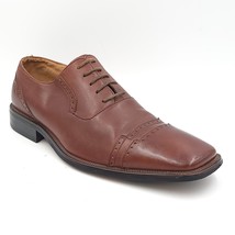 Stacy Adams Men Semi Brogue Cap Toe Oxfords Size US 9M Brown Leather - £14.93 GBP