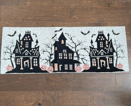 Christian Siriano Beaded Halloween Runner Haunted House Bats 13”x36” - £47.95 GBP