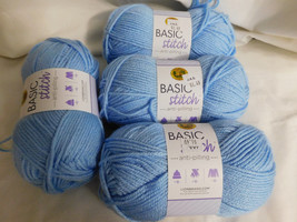 Lion Brand  Basic Stitch Anti Pilling Baby Blue lot of 4 Dye Lot 10 - £13.58 GBP