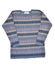 Paul Harris Design Shetland Wool Sweater Womens L Blue Fair Isle Crewnec... - £25.30 GBP