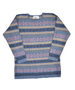 Paul Harris Design Shetland Wool Sweater Womens L Blue Fair Isle Crewnec... - £25.13 GBP