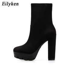 New Fashion High heels Ankle Boots Women Thick Platform Boots Autumn Winter Ladi - £55.25 GBP