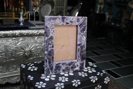 Amethyst Stone Photo Frame Natural Purple Stone Handmade Work Home Deco and Gift - £204.96 GBP