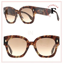 FENDI ROMA Logo Print 0458 Havana Brown Chunky Oversized Sunglasses FF0458GS - £269.06 GBP