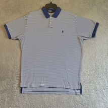 Polo Ralph Lauren Polo Shirt MENS Large Blue/White Striped golf casual t... - $18.81