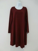 NWT EILEEN FISHER PASFL Burgundy Merino Wool Jersey Jewel Neck LS Dress XL - $126.09