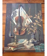 Amazing Vtg Violin Memories Still Life Paint by Numbers PBN Painting Art... - £39.81 GBP