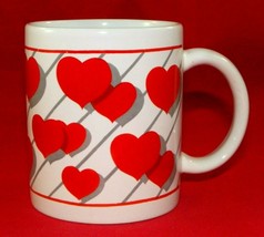 Coffee Mug with Floating Red Hearts Coffee Cup Valentine&#39;s Day Love Mug - $9.99
