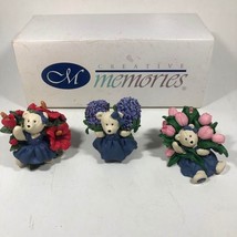 Retired Creative Memories Set of Three Bear and Flower Figurines - £14.85 GBP