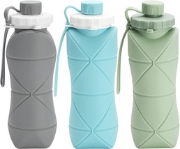 Collapsible Water Bottles Silicone Cups Leakproof Valve Reusable BPA Free Drinki - £39.36 GBP