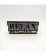 Mudpie Wood Metal Farmhouse Decor Sign - Relax You&#39;re On Lake Time - $27.12 CAD