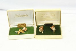 Krementz Rose Brooch Pin and Screw Back Earrings 14K Gold Plated - £38.82 GBP