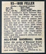 1948 Leaf #93 Bob Feller Reprint - MINT - Cleveland Indians - £1.56 GBP