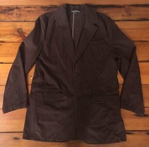 Breakwater 100% Cotton 2 Button Brown Soft Khaki Casual Jacket Blazer Me... - $46.99