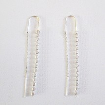 Hanging Rhinestone Strand Earrings French Hooks Chains Clear Crystal CZ Stones - £16.26 GBP