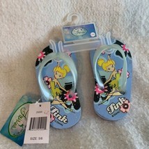 NWT Disney Fairies Girls Flip Flops 5/6 Blue Beach Summer Tinkerbell Sandals - £9.74 GBP