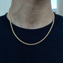 Classic 3MM Rope Chain Necklace Men Stainless Steel Gold Color Chain Men Women N - £12.76 GBP