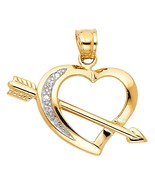 14K Two Tone Gold Heart w/Arrow Pendant - €249,69 EUR
